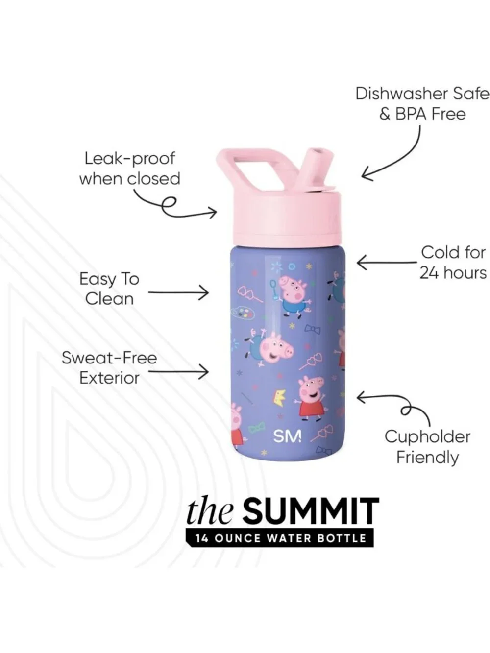 Insulated 14oz Kids Water Bottle with Straw Lid | Spill Proof Tumbler for School